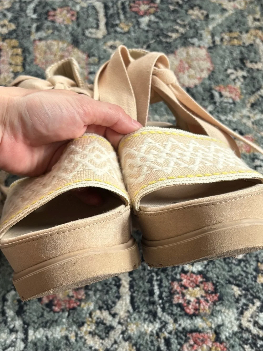 UGG Abbot Ankle Wrap Wedge Sandals in Driftwood Sz 9.5
